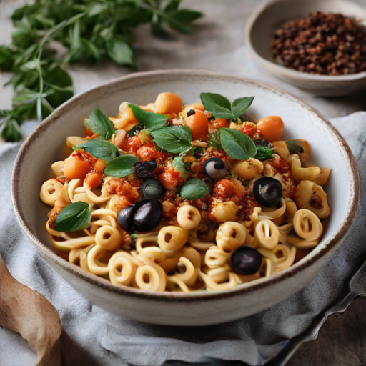 Herbstliche Gnocchetti Sardi Arrabbiata mit Kürbis und Aubergine