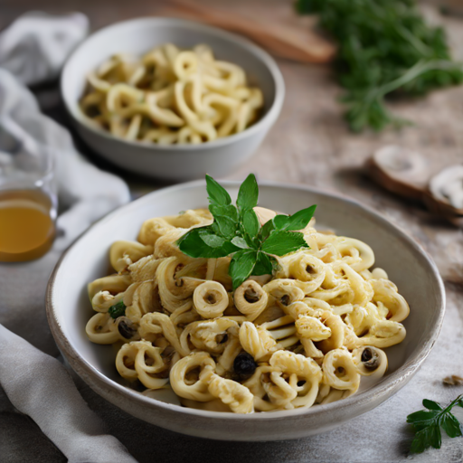 Apulische Strozzapreti mit Pilzen, Fenchel und Kichererbsen