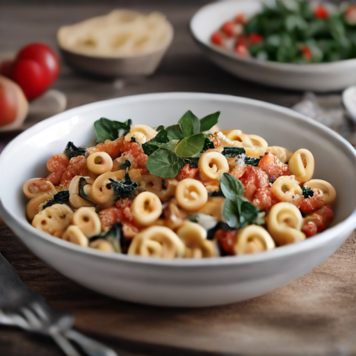 Kalabrische Conchiglie Amatriciana mit Spinat und Mascarpone