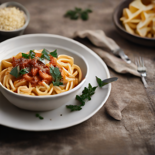 Pappardelle mit Nduja-Ragù, Steinpilzen und Scamorza