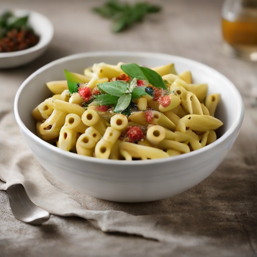Scharfe Apulische Penne mit Pesto, Taleggio und gerösteten Pistazien