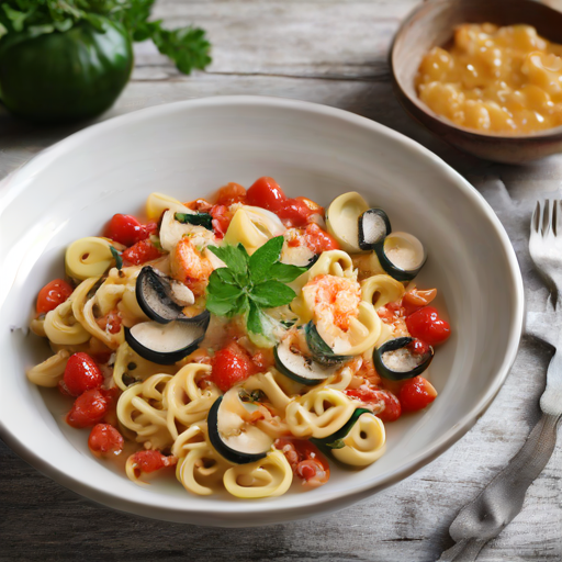 Sardische Farfalle mit Oktopus, Zucchini und cremiger Tomatensauce