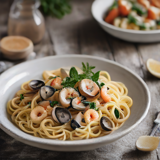 Linguine al Mare con Funghi e Arancia