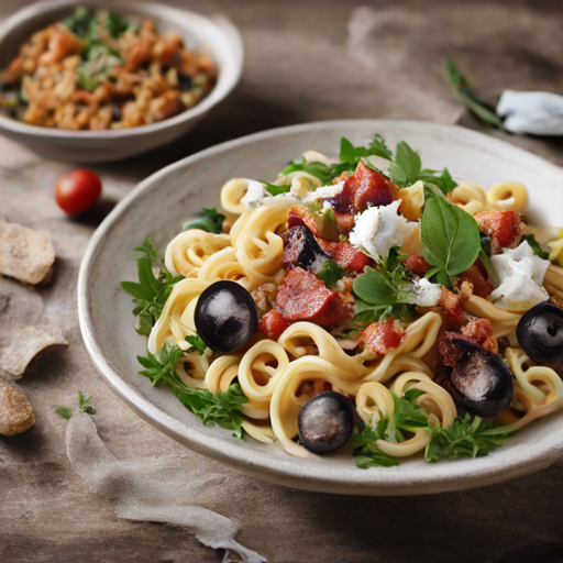 Sizilianische Mezze Maniche mit Pancetta, Ragù und gebratener Aubergine